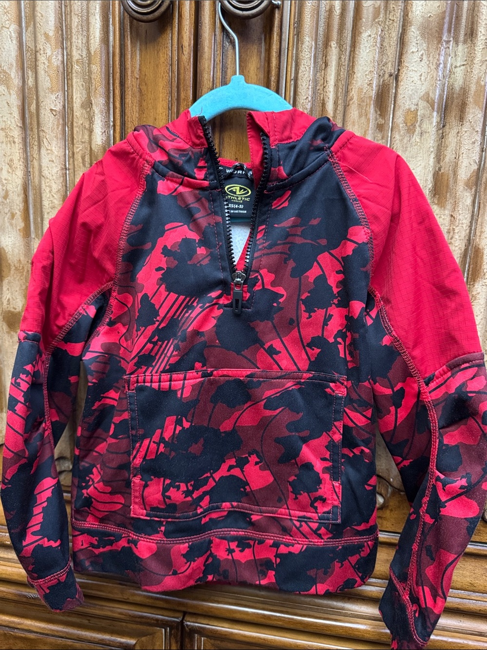 Athletic Works Red and Black Kids Pullover Hoodie Jacket